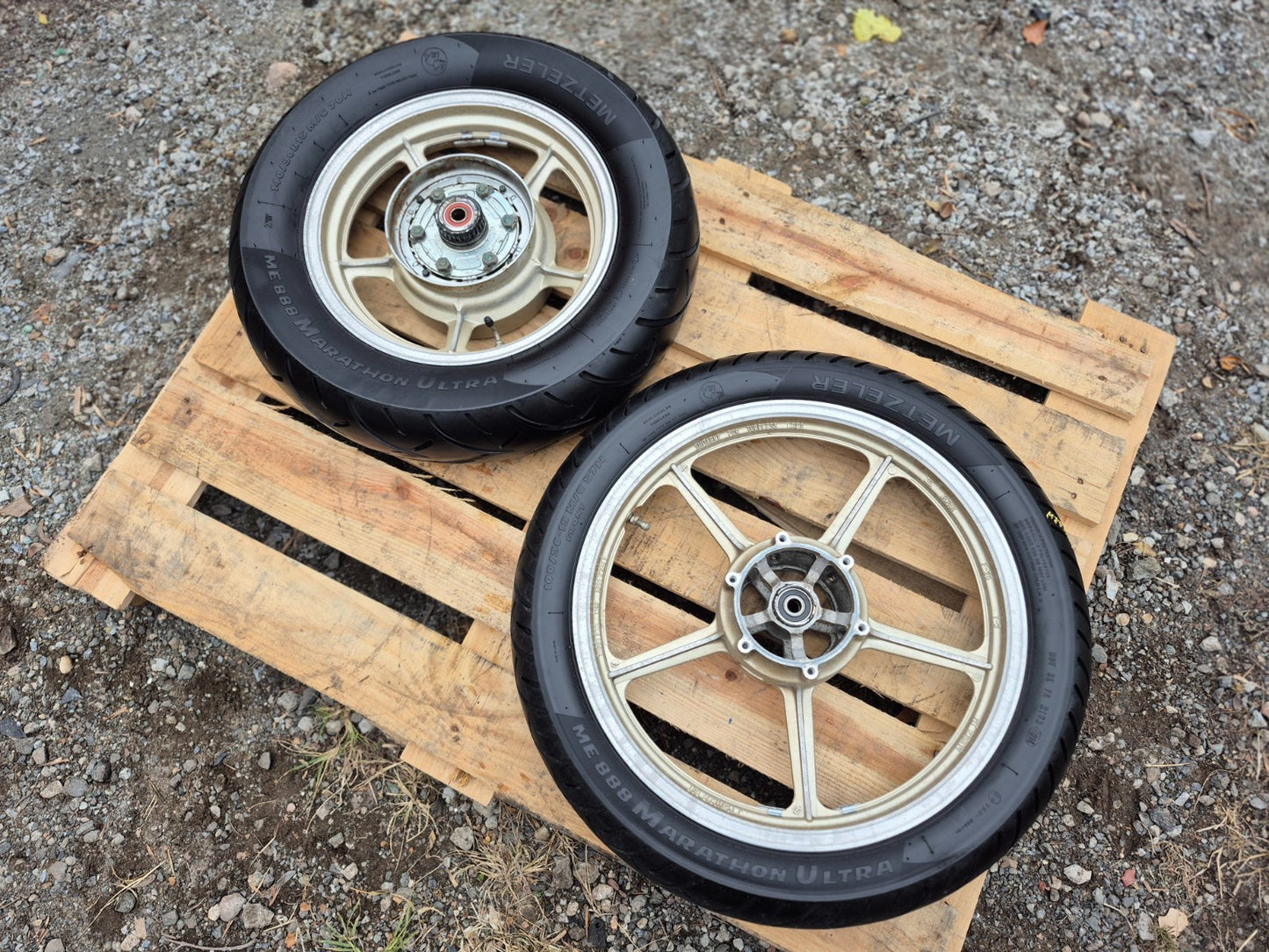 1996 Yamaha Virago Xv750 Rear & Front Wheel W/ Tire Pair 15" 19" OEM