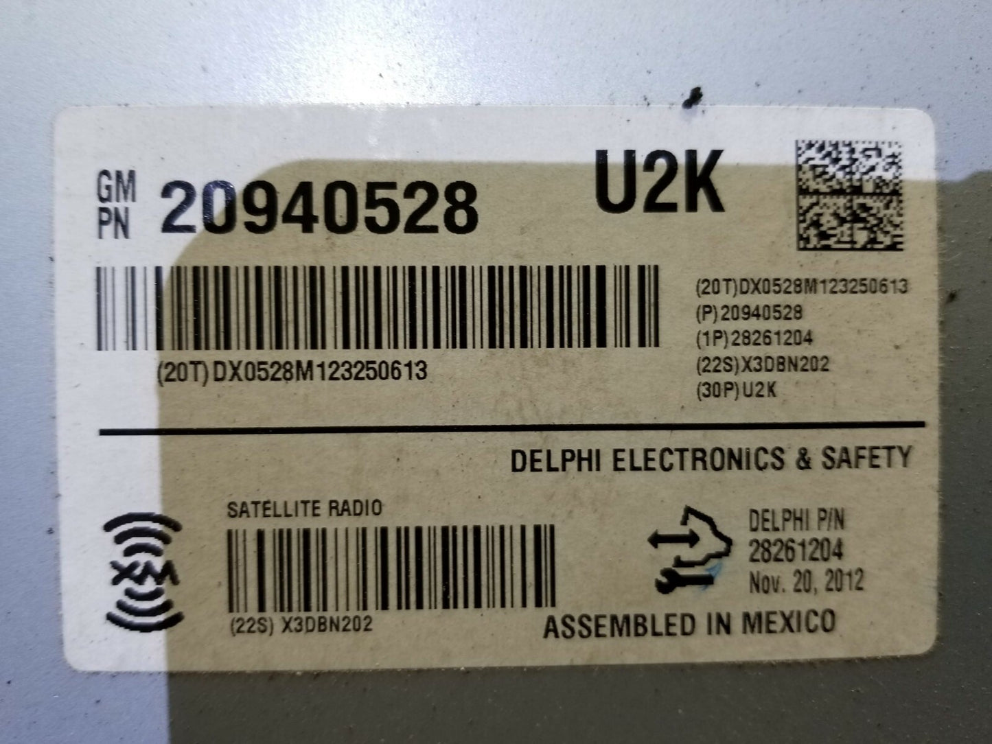 07 08 09 10 11 12 13 Chevy Impala Satellite Receiver Module U2k 20940528 OEM
