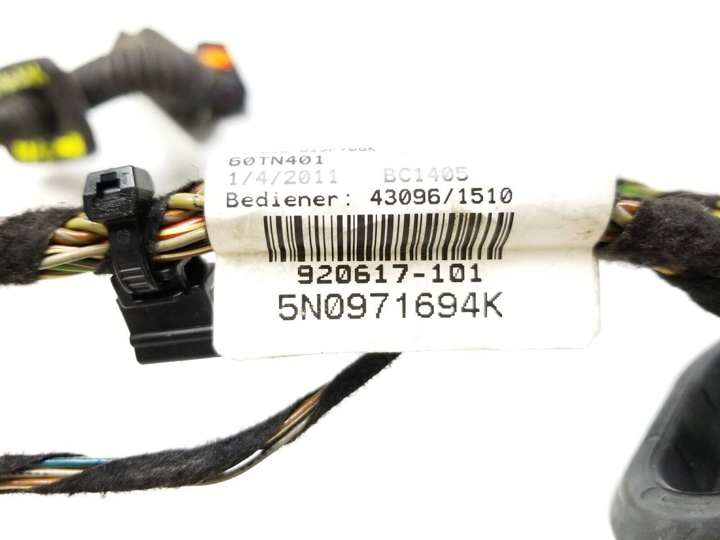 2009 - 2017 Volkswagen Tiguan Door Wire Harness Rear Passenger Side Right OEM