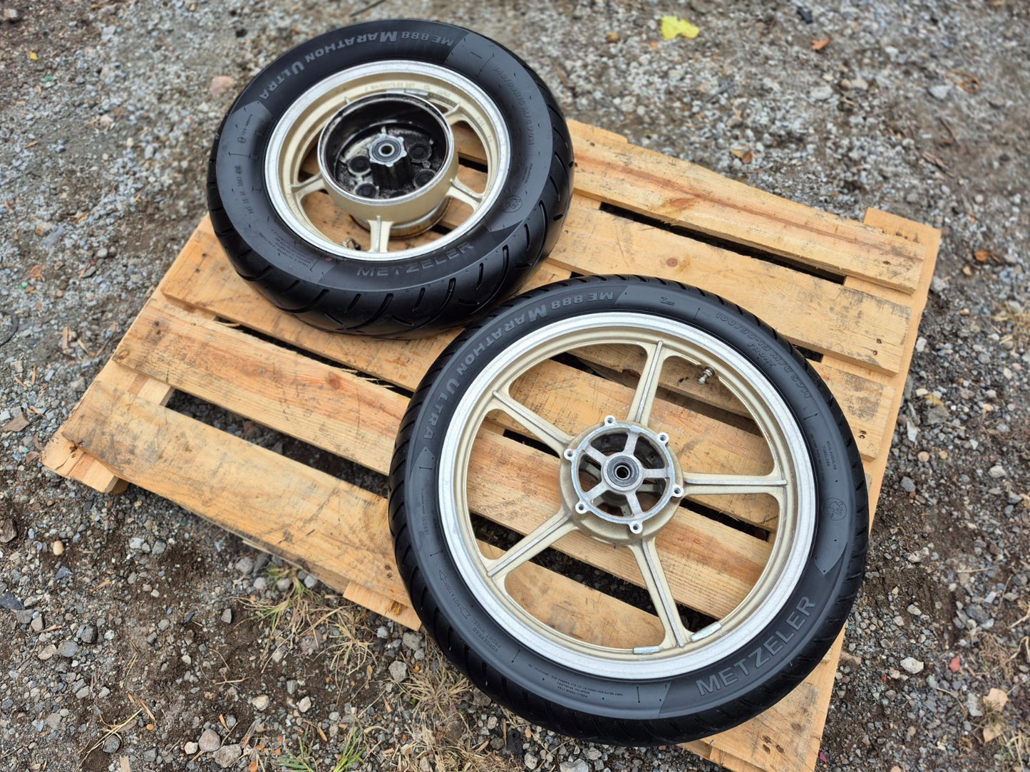 1996 Yamaha Virago Xv750 Rear & Front Wheel W/ Tire Pair 15" 19" OEM