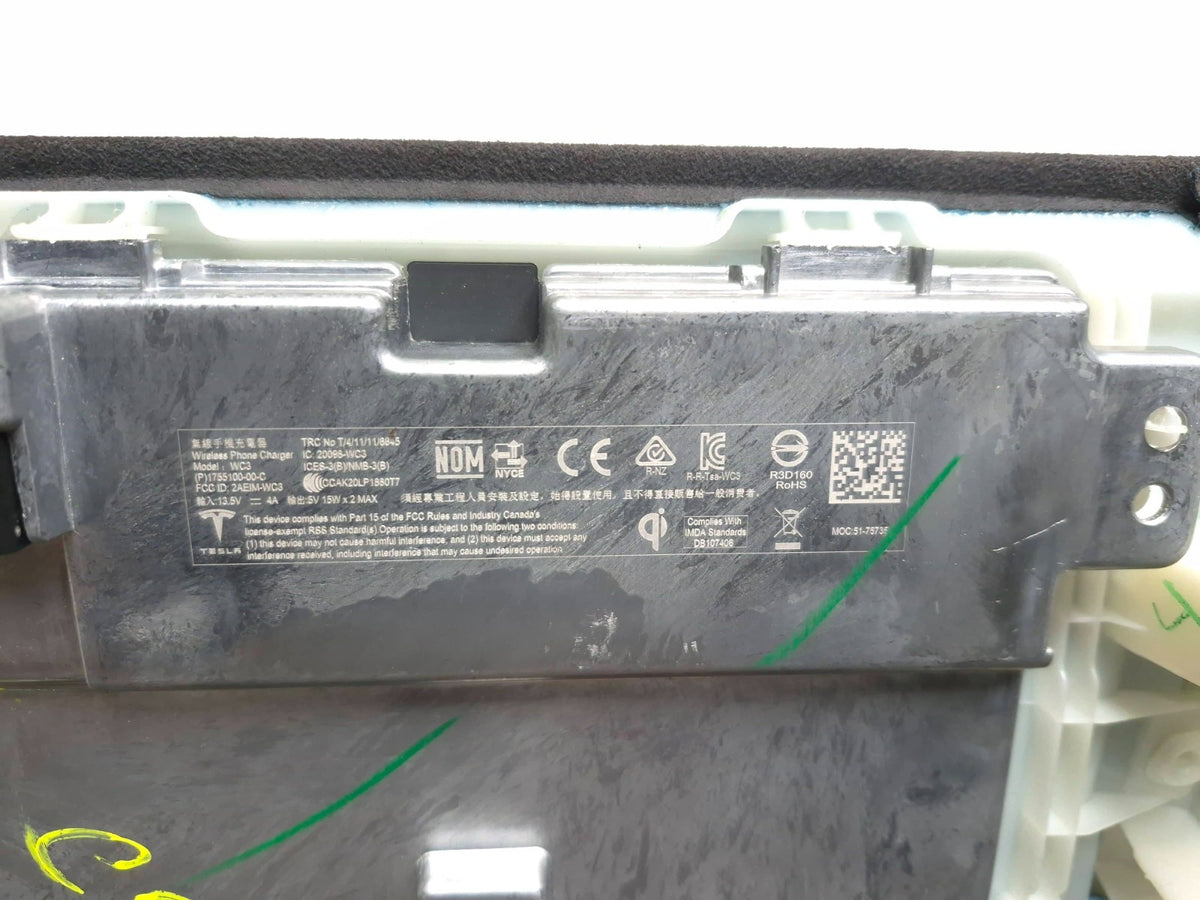 2021 Tesla Model 3 Center Console Trim & Wireless Charger Module OEM