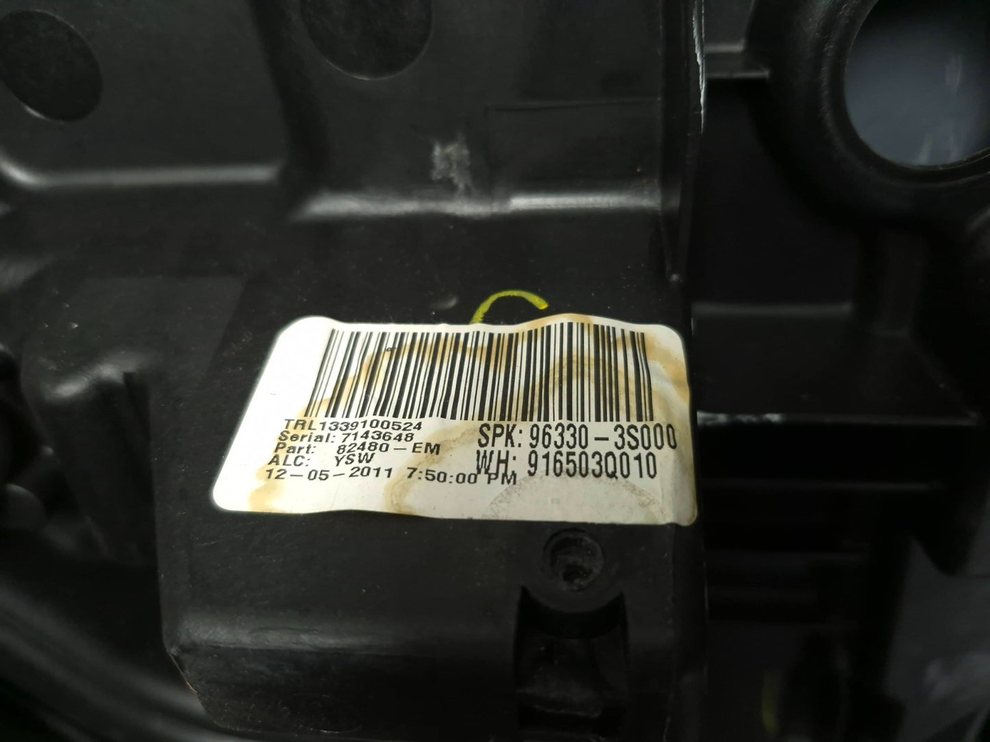 2012 Hyundai Sonata Window Regulator Rear Driver Side Left OEM