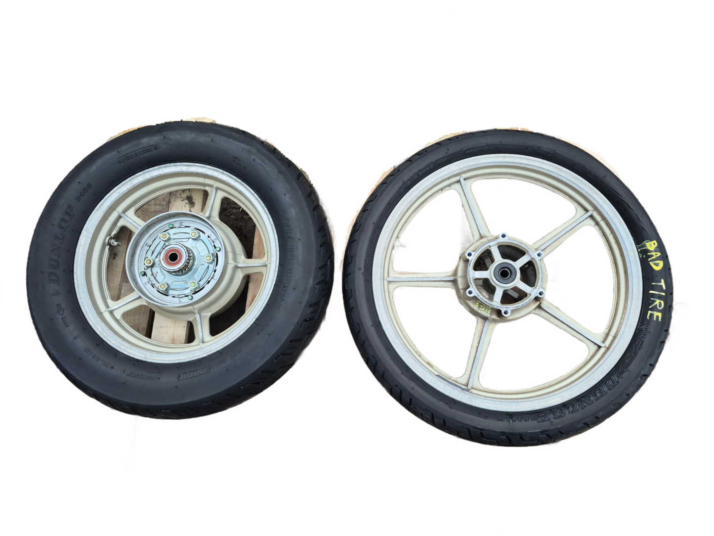 1993 Yamaha Xv750 Wheel Rim W/ Tire Front & Rear Pair R 19 R 15 OEM