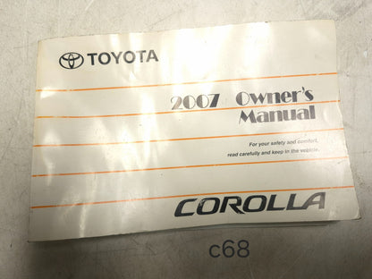 2007 Toyota Corolla Owners Manual 01999-12b30 OEM