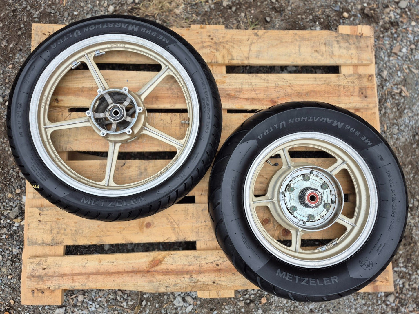 1996 Yamaha Virago Xv750 Rear & Front Wheel W/ Tire Pair 15" 19" OEM