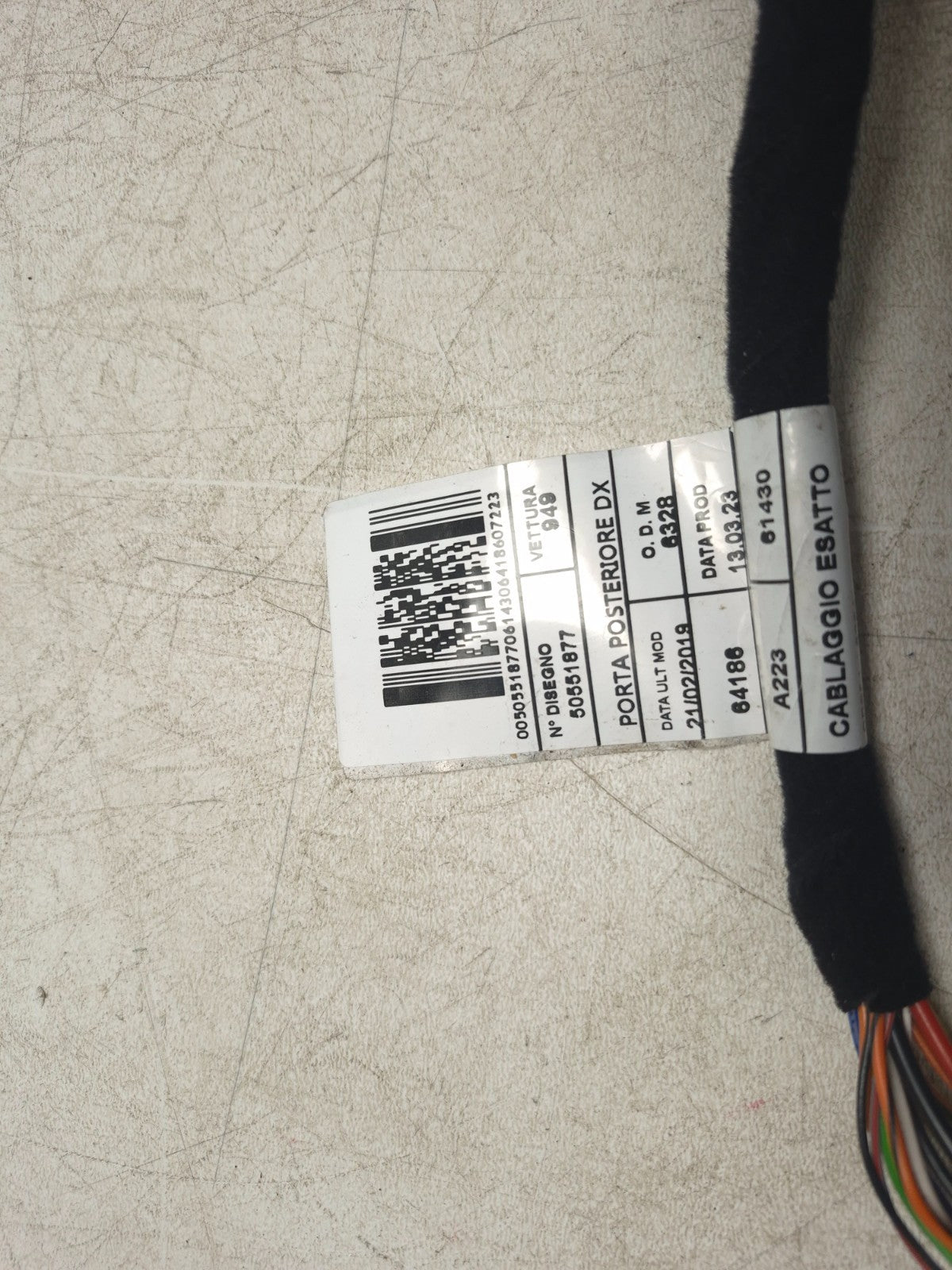 2024 Alfa Romeo Stelvio Door Wire Wiring Harness Rear Passenger Side Right OEM