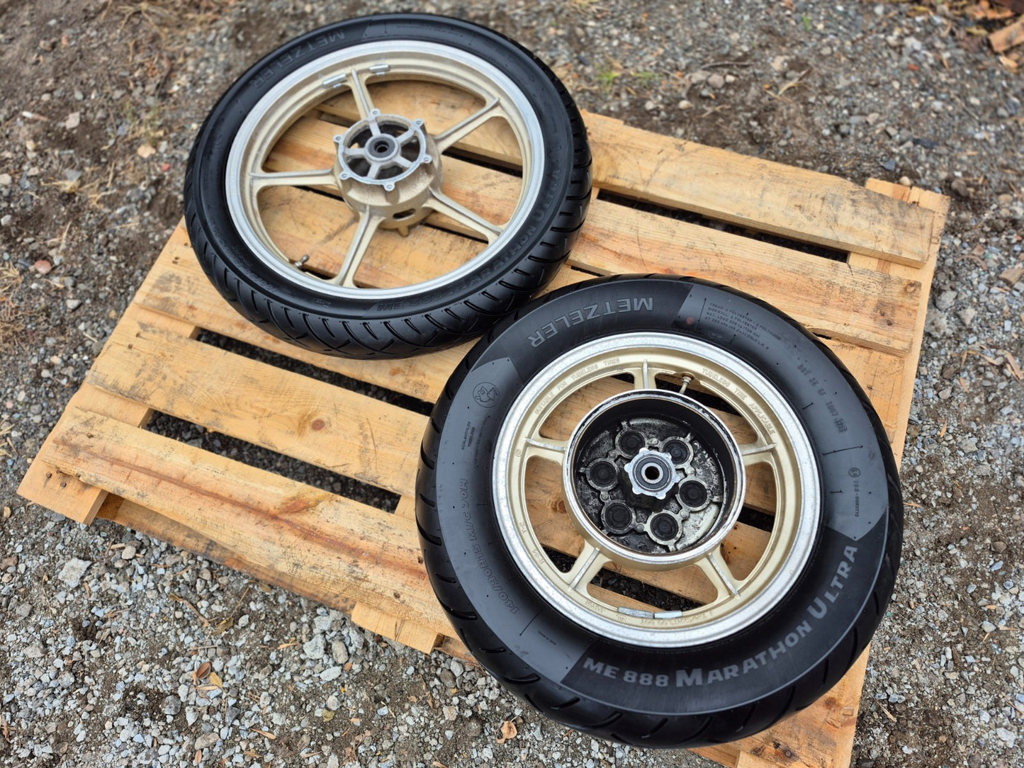 1996 Yamaha Virago Xv750 Rear & Front Wheel W/ Tire Pair 15" 19" OEM
