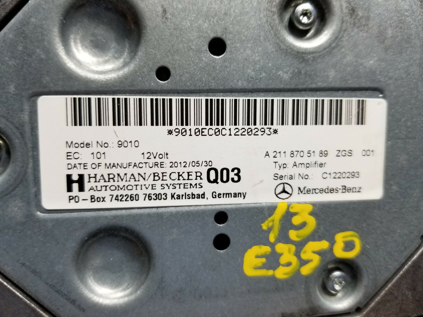 2013 Mercedes E350 Subwoofer Amplifier OEM