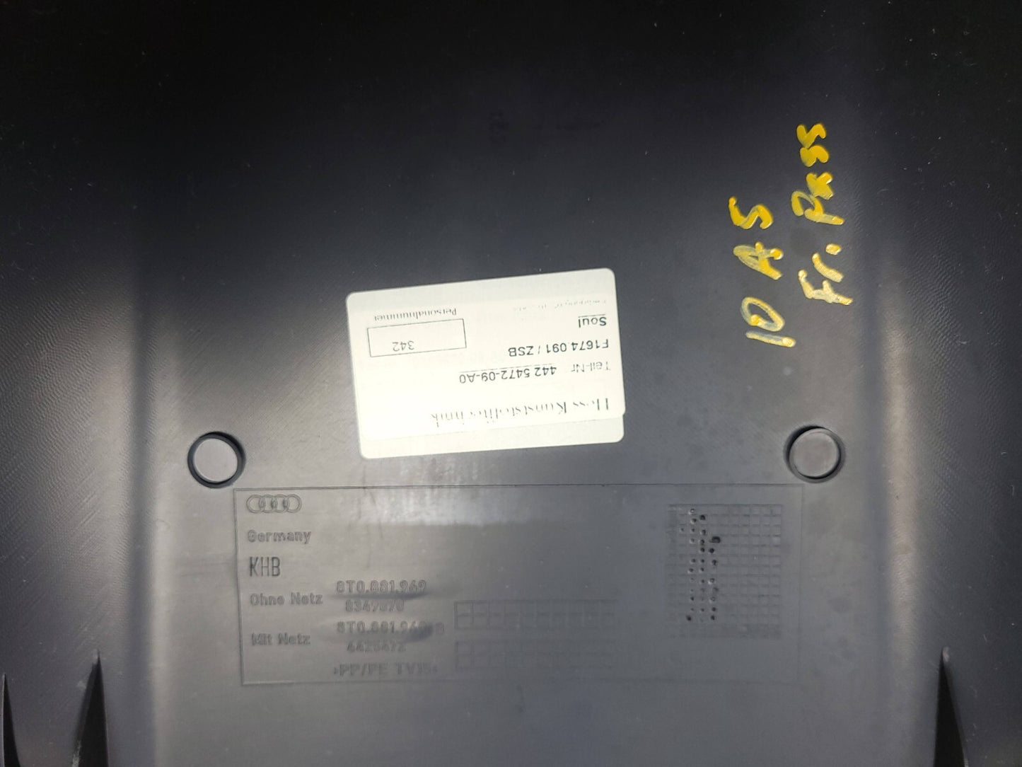 2008 - 2016 Audi A5 Coupe Front Seat Back Cover Trim Passenger Right OEM