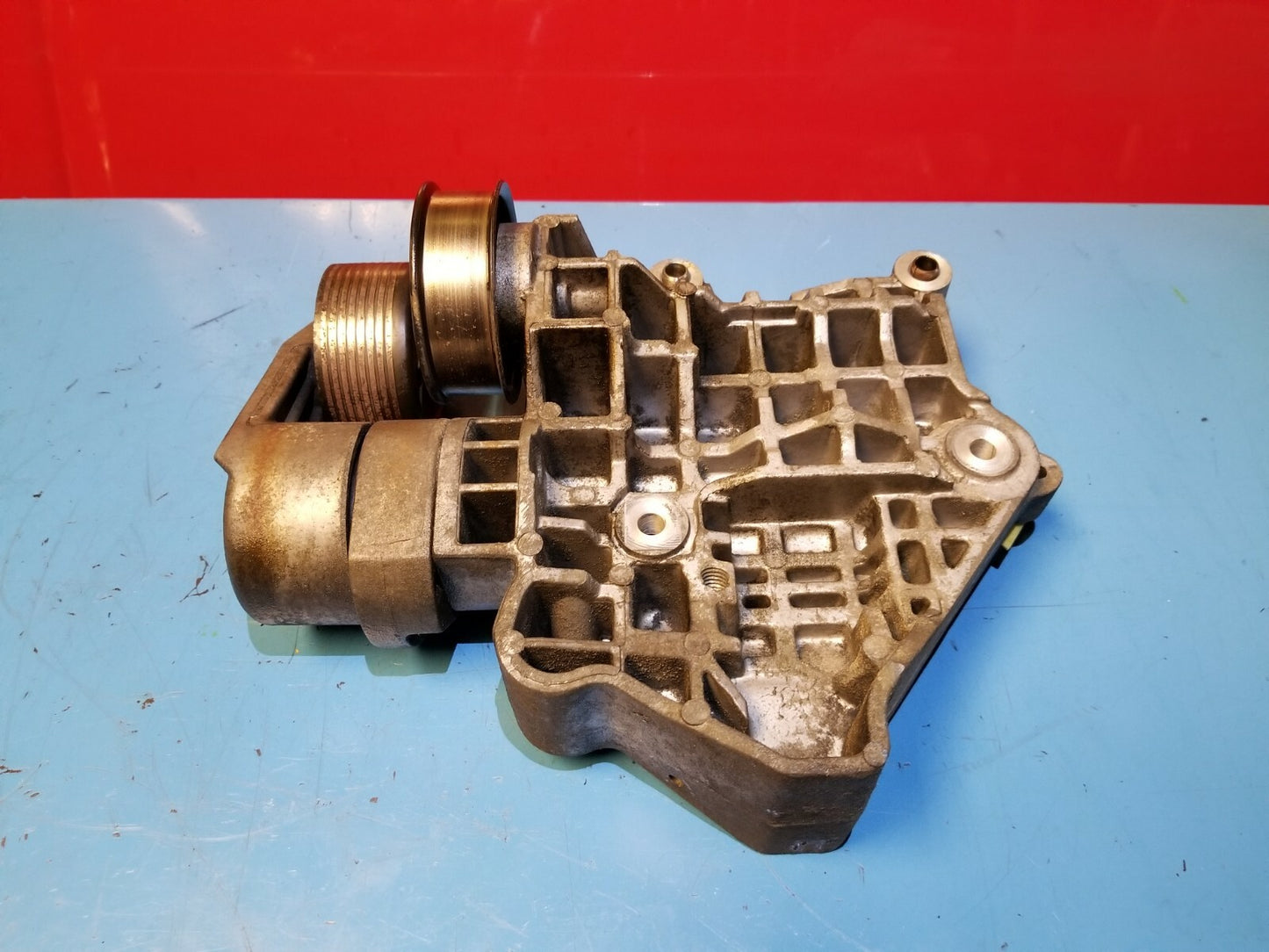 2009 Range Rover Sport Alternator Support Mount Bracket W/ Tensioner Pulley OEM