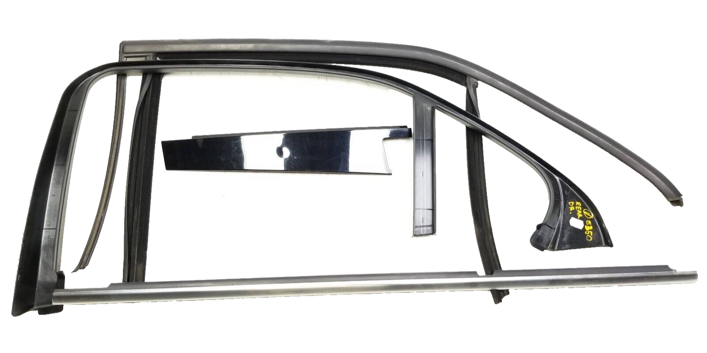 2012 Mercedes E350 Rear Driver Door Window Frame Trim & Seal 4pcs OEM