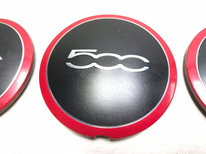 2013 Fiat 500 Turbo Red Wheel Center Cap 3pcs OEM
