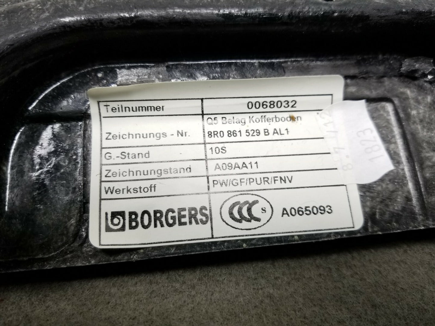 10 11 12 Audi Q5 Trunk Floor Forward Trim Cover Lining Carpet Panel OEM 72k