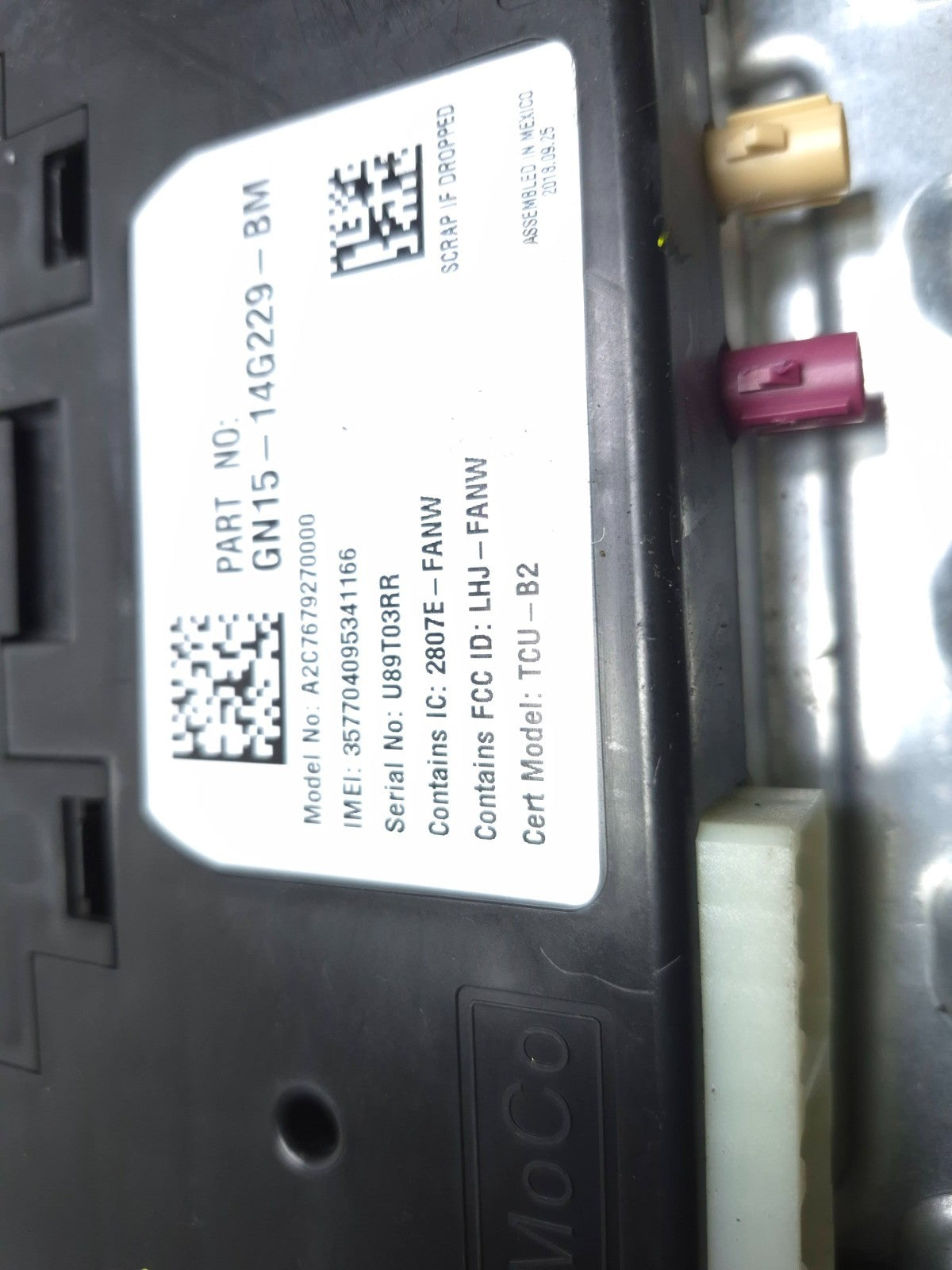2019 Ford Ecosport Telematics Computer Module OEM
