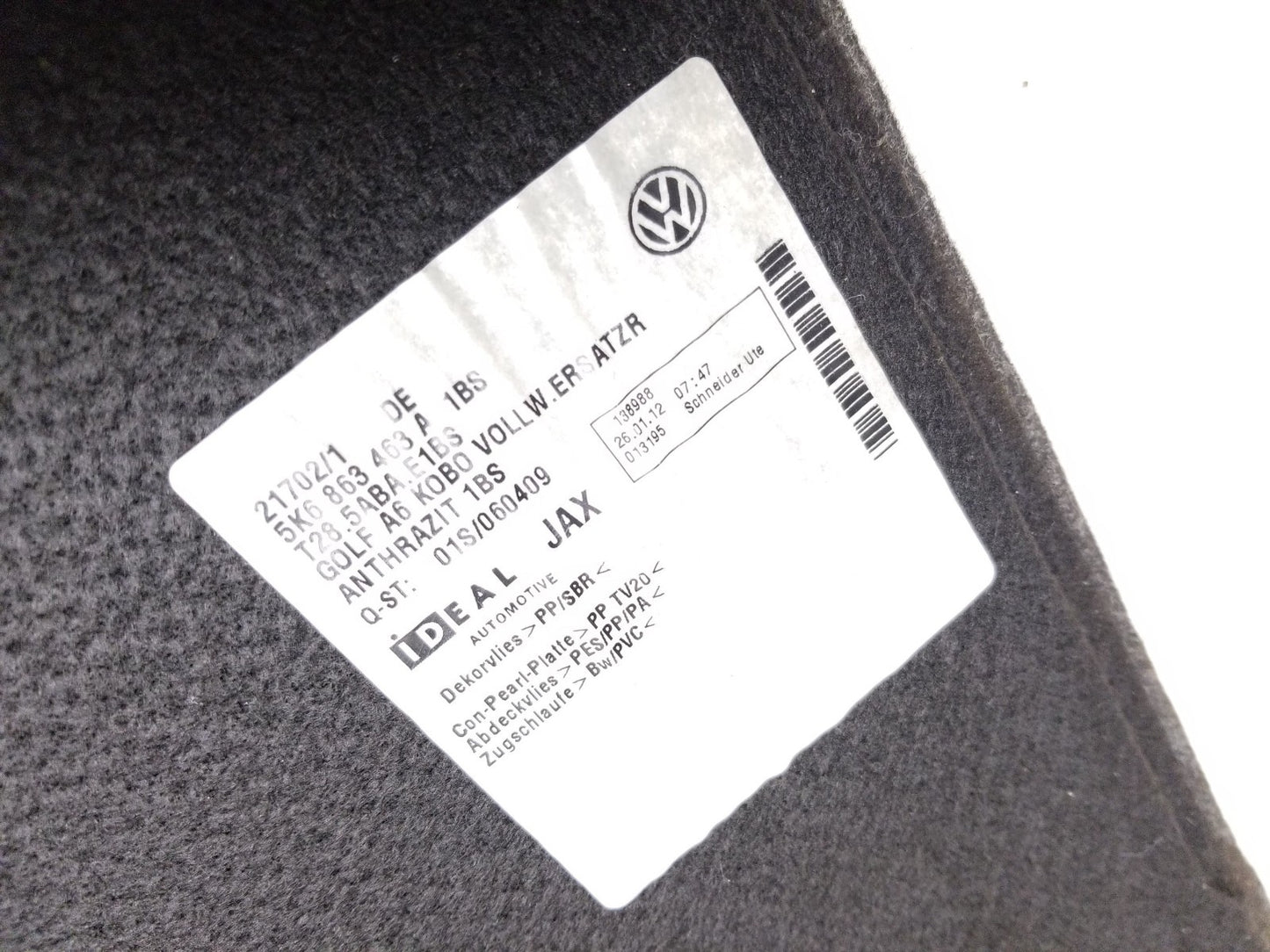 2010 - 2014 VW Golf GTI Floor Cover Trunk OEM