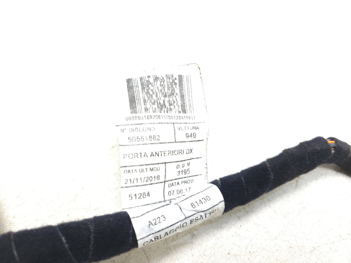 2018 Alfa Romeo Stelvio Door Wiring Harness Front Passenger Side Right OEM