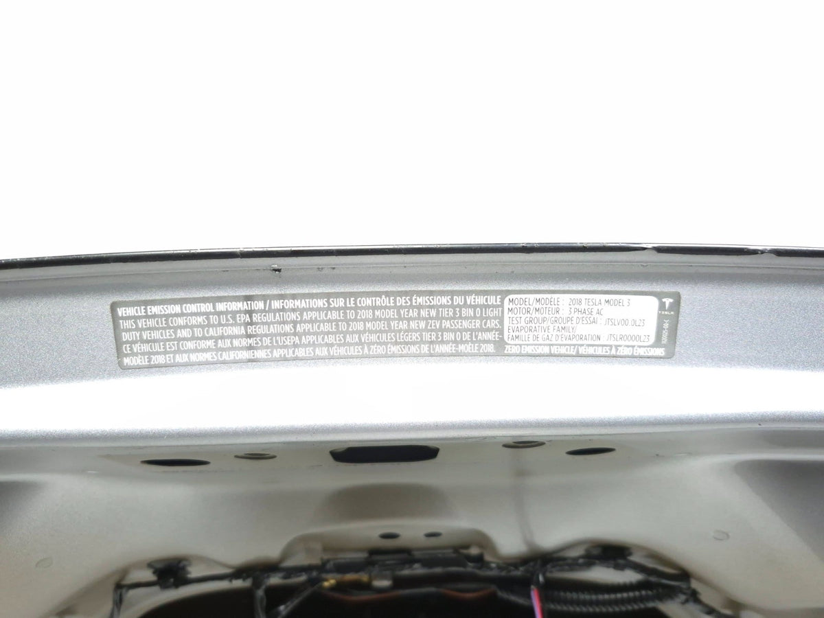 2017-2020 Tesla Model 3 Trunk Lid Tailgate & Inner Tail Light Assembly OEM
