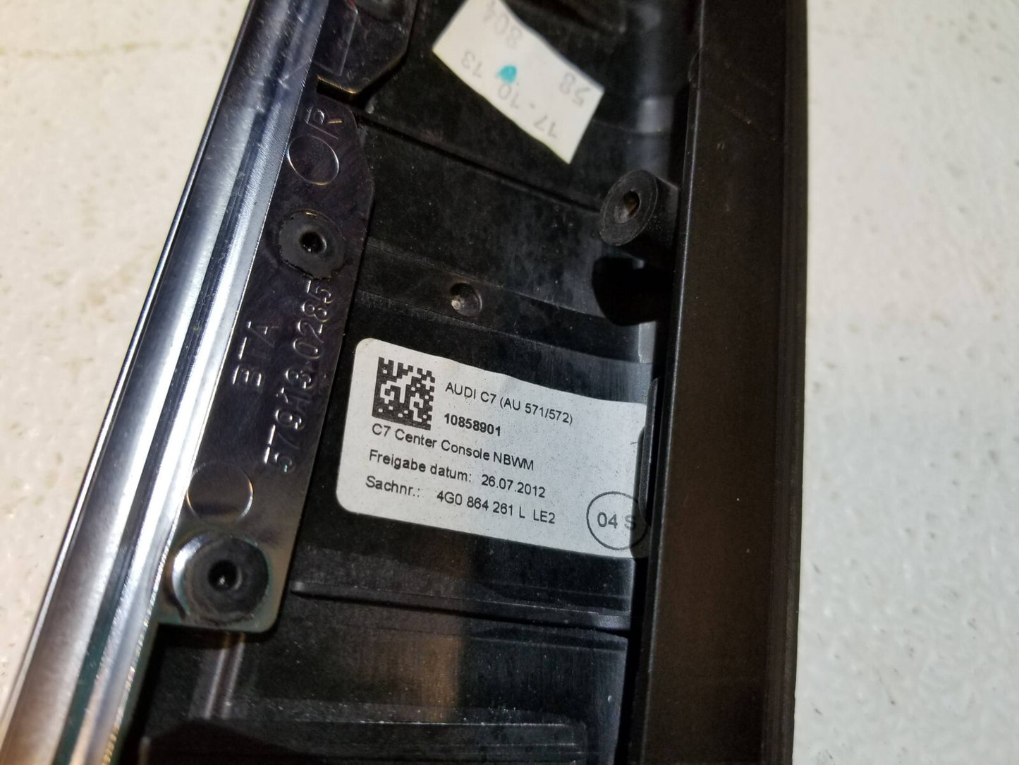 2014 Audi A6 Front Center Console Trim Bezel OEM