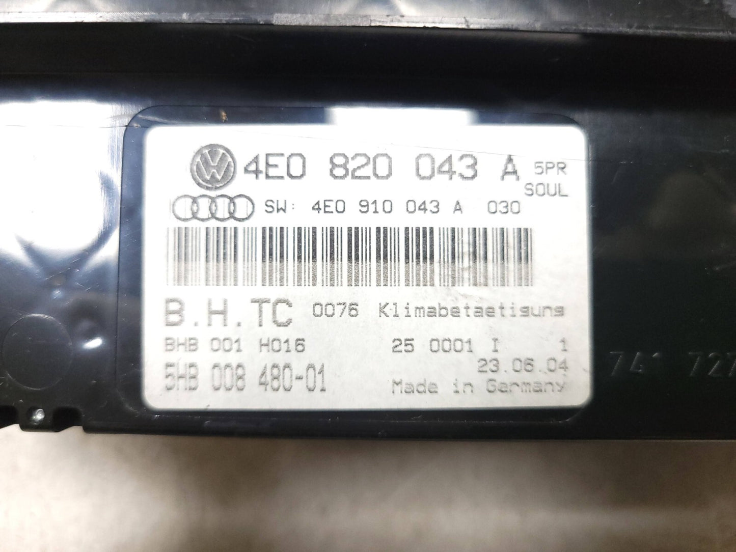 2004 - 2010 Audi A8l A8 S8 Ac Climate  Temperature Control Switch OEM