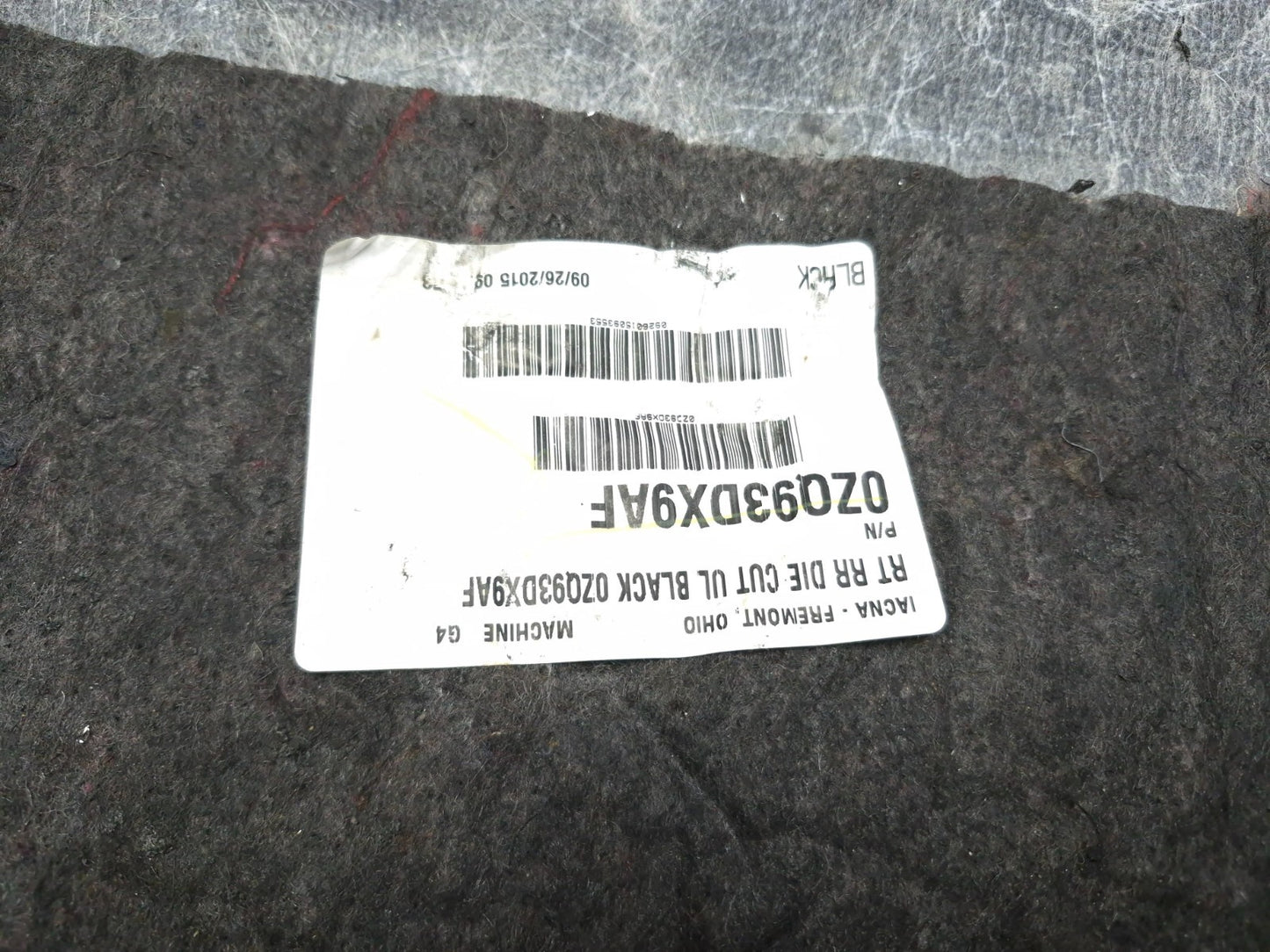 2016 Dodge Grand Caravan Se Rear Interior Floor Carpet OEM