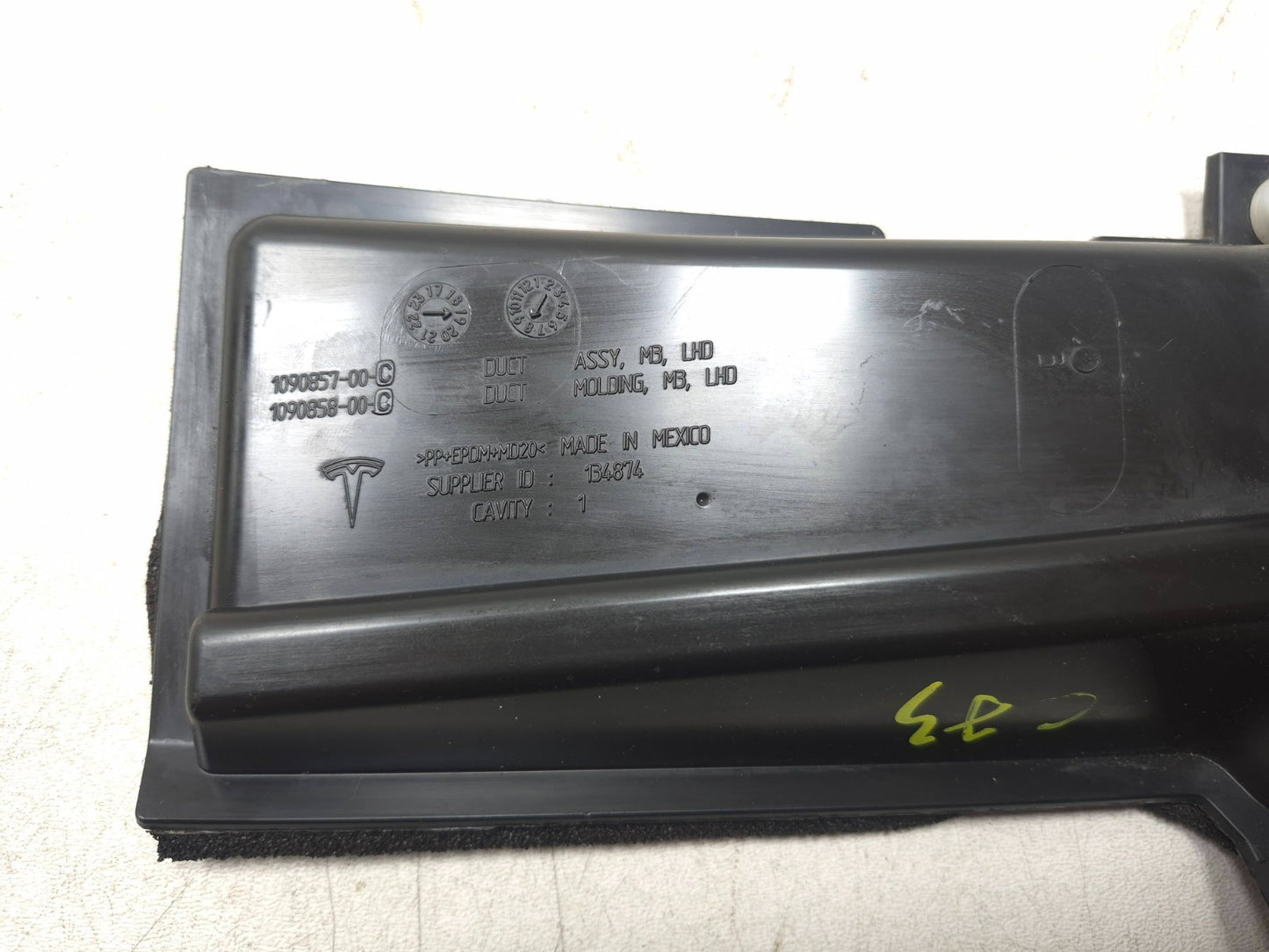 2019 Tesla Model 3 Cabin Intake Upper Duct Driver Side Left OEM