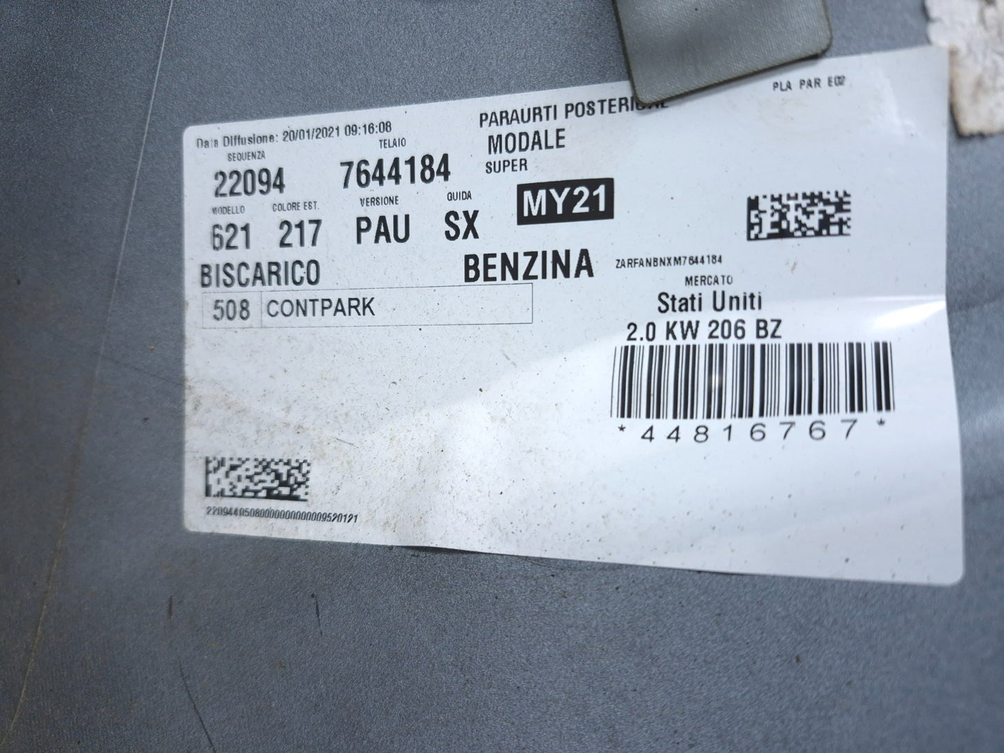 2021 Alfa Romeo Giulia Rear Bumper Cover Oem✅ 78k Miles