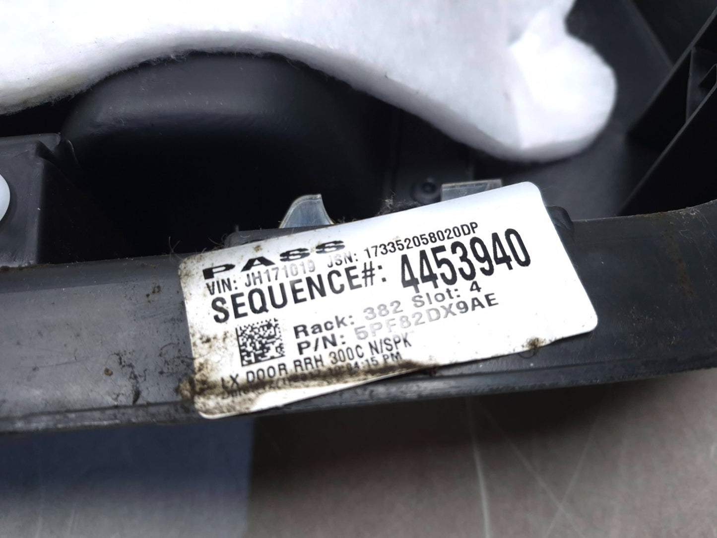 2018 Chrysler 300 Rear Door Panel Trim Passenger Side Right OEM