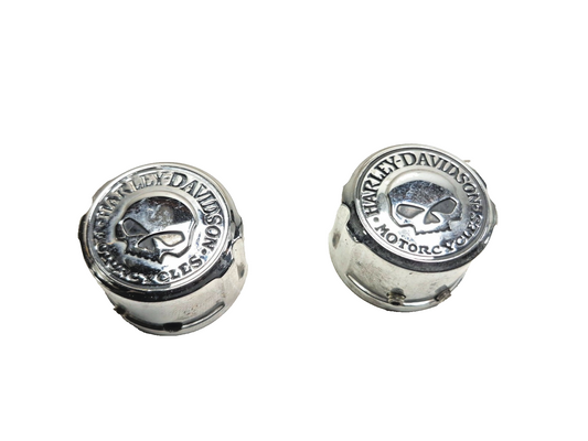 2004 Harley-davidson Softail Flstc Willie G Skull Front Axle Nut Cover 2pcs