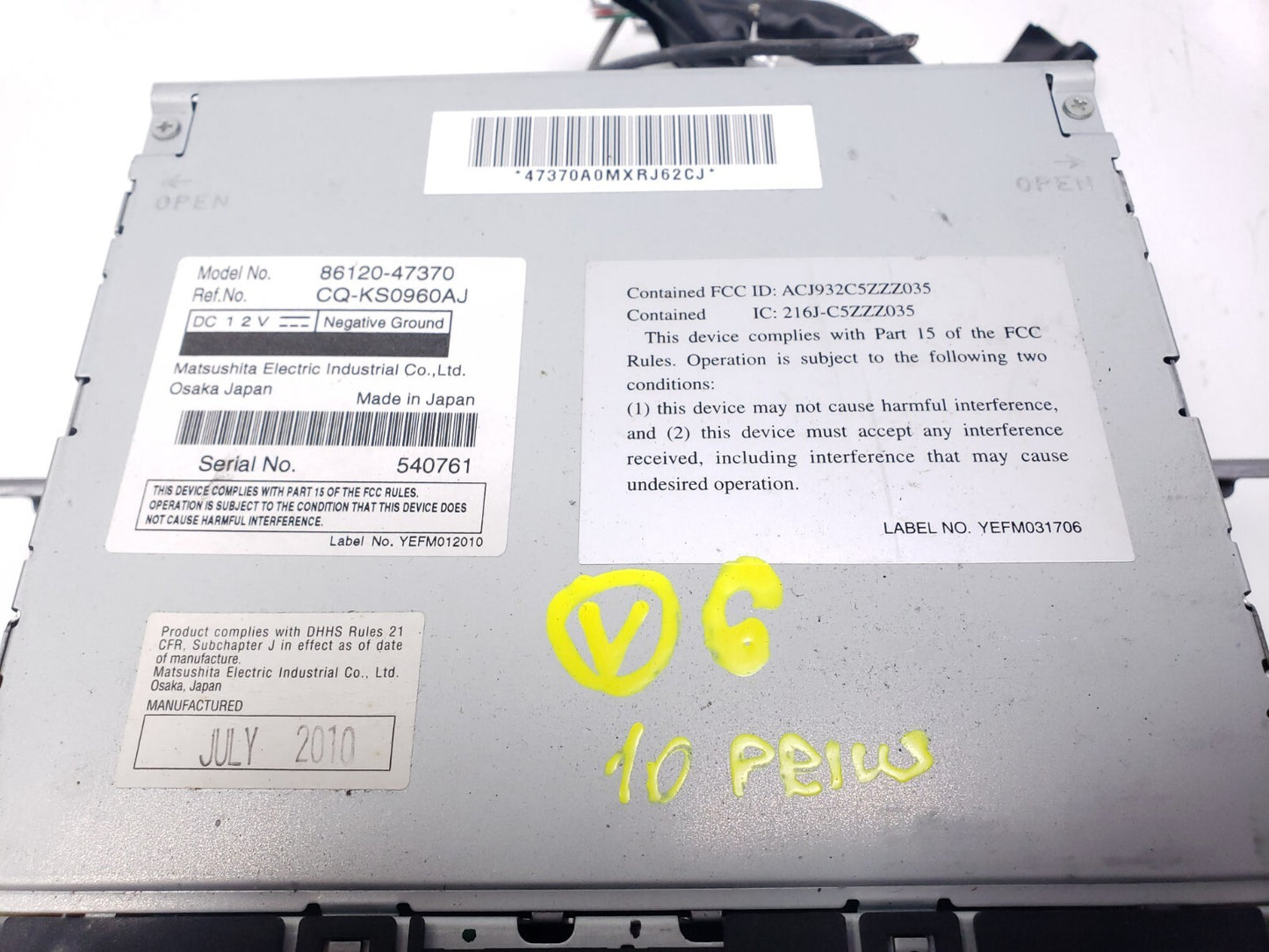 2010 Toyota Prius Cd Player Radio Receiver OEM