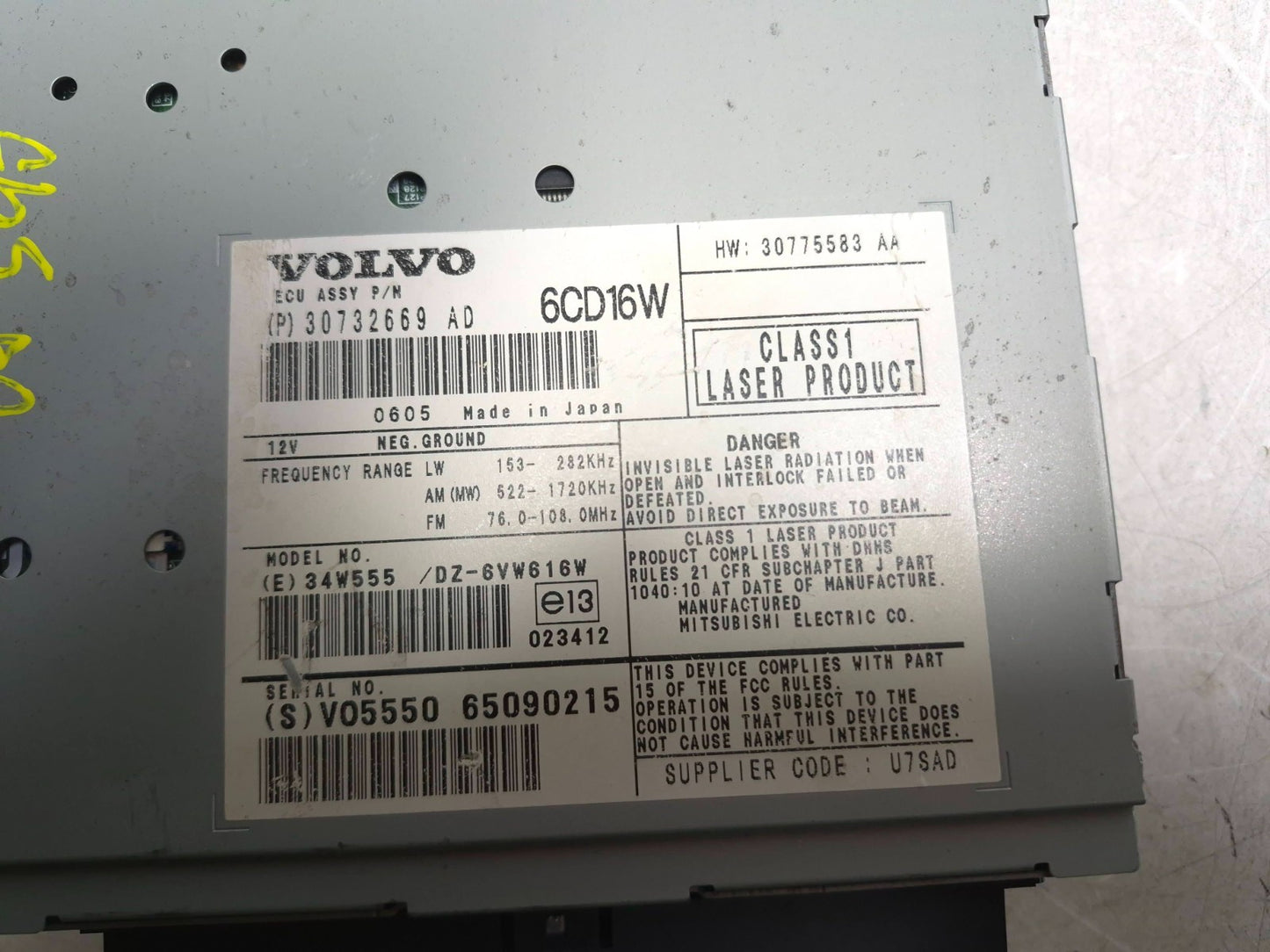 2007 Volvo S40 Audio Radio Am/fm Cd Player Receiver Unit OEM