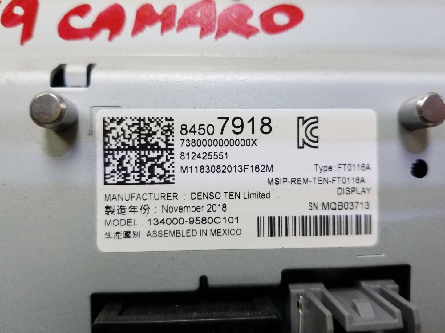 19 20 Chevrolet Camaro Driver Information Display 7.0" Screen OEM
