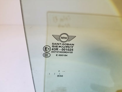 2013 Mini Cooper Front Door Window Glass Passenger Side OEM