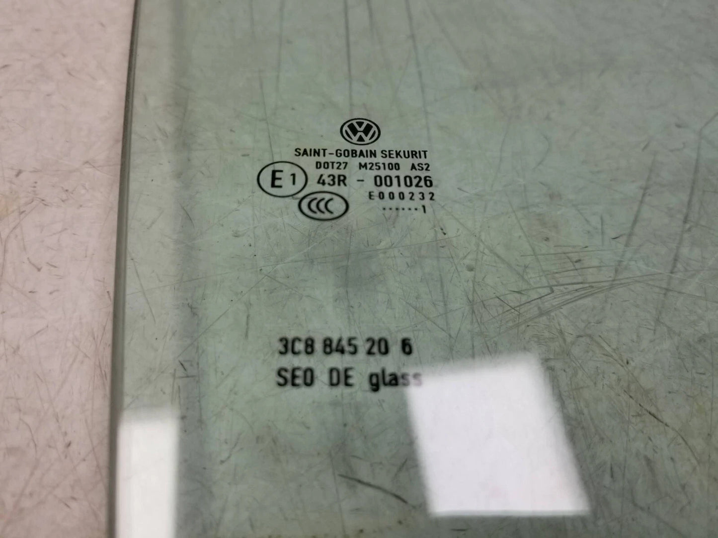 2012 Volkswagen Cc Rear Door Window Glass Passenger Side Right OEM