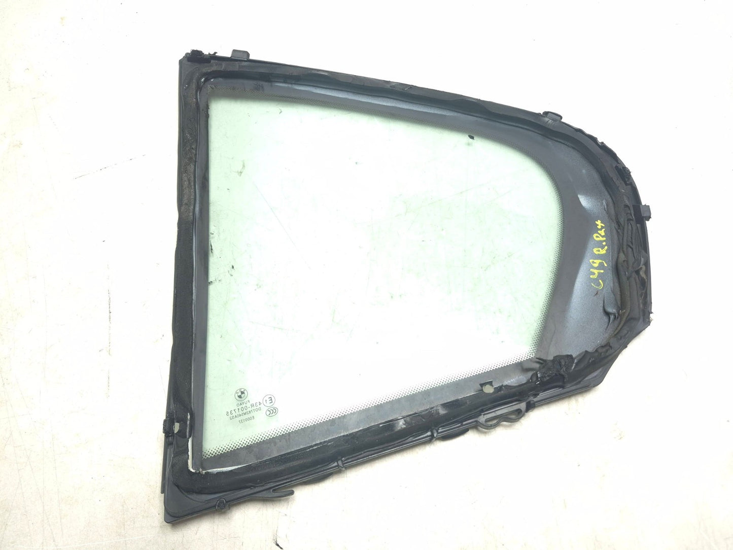 2013 BMW 328i F30 Rear Door Fixed Window Glass Right Passenger Side OEM
