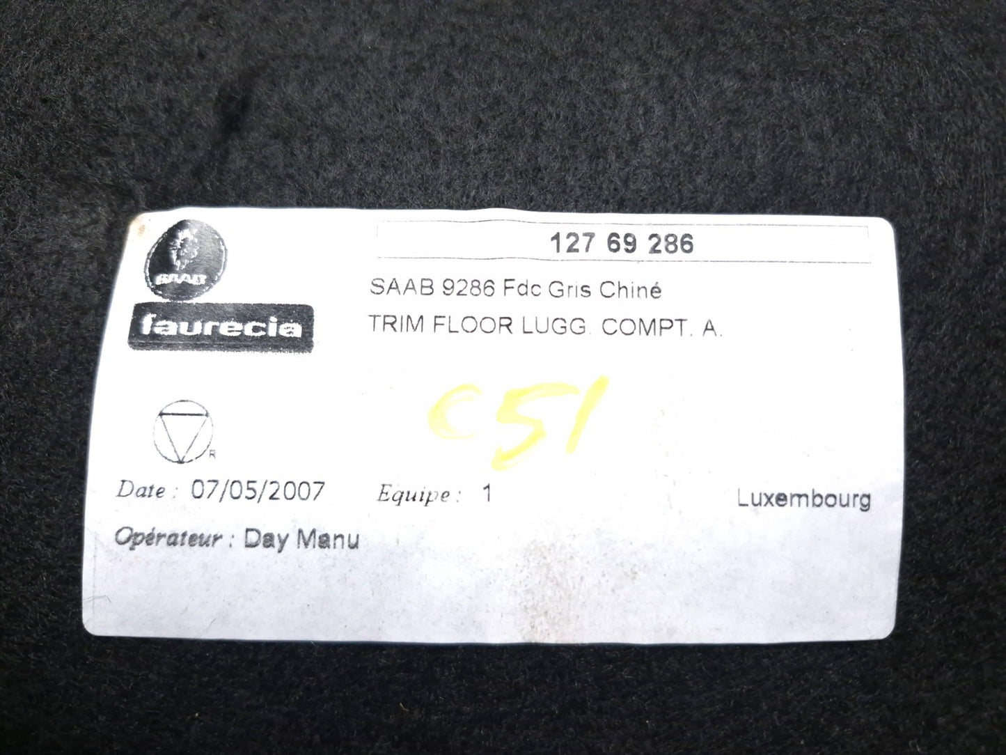 2007 Saab 9-5 2.3t Aero Trunk Mat Cover OEM