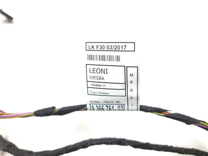 12-18 BMW 330xi F30 Door Wire Harness Rear Driver Side Left OEM ✅ 76k