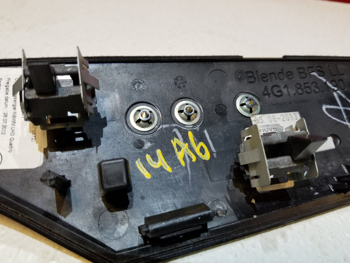 2014 Audi A6 Front Passenger Trim Cover OEM