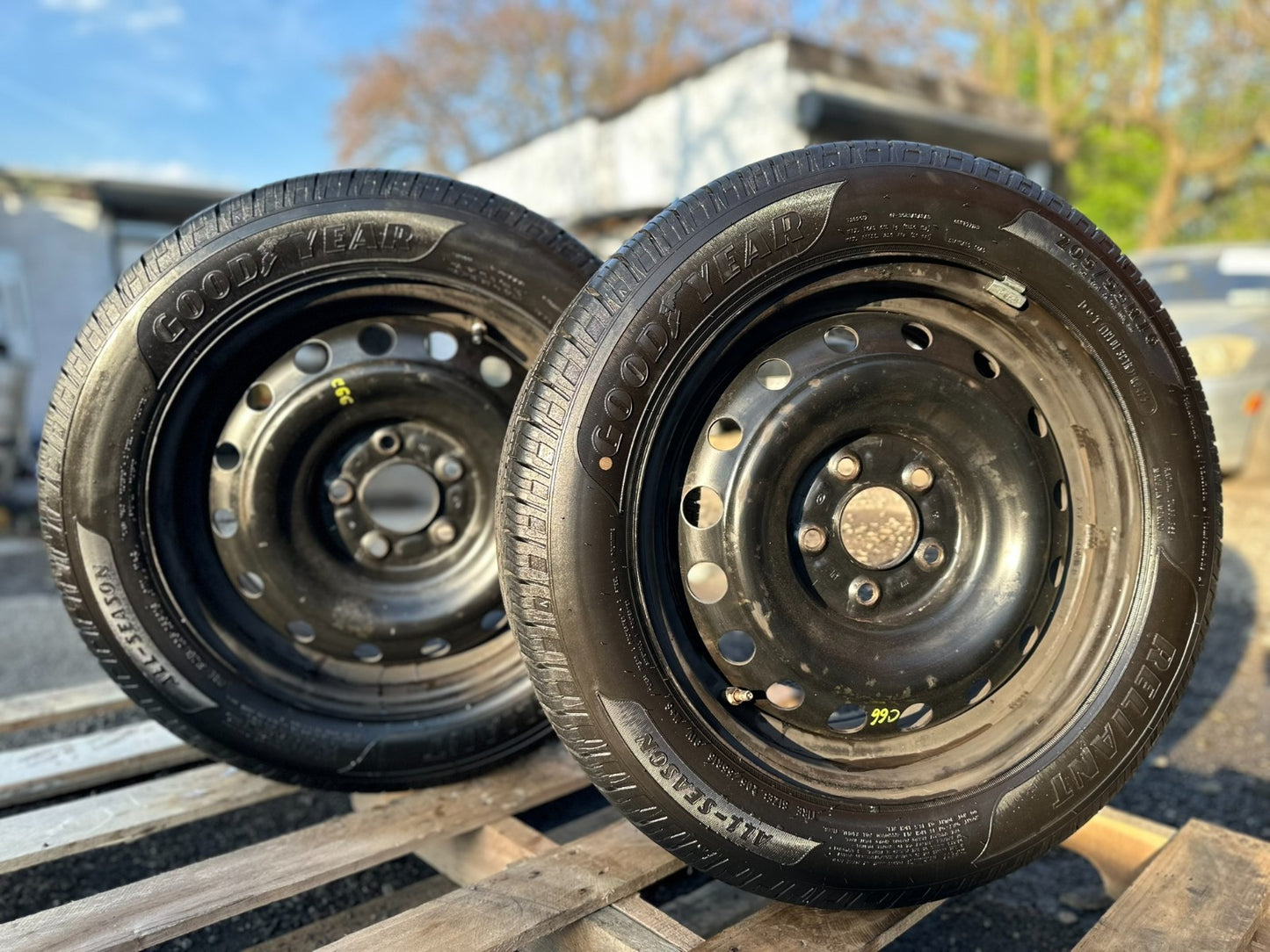 2012 Hyundai Sonata Steel Wheel Rim W/ Tire Good Year 205/55r16 10/32" 2pcs OEM