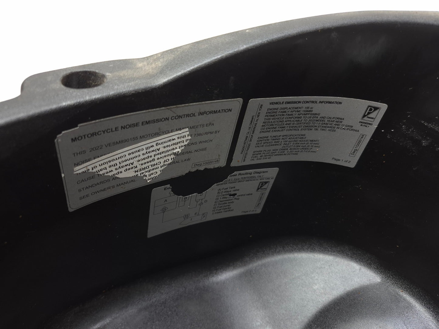 2022 Piaggio Liberty 150 Rear Undertail Helmet Storage Box OEM