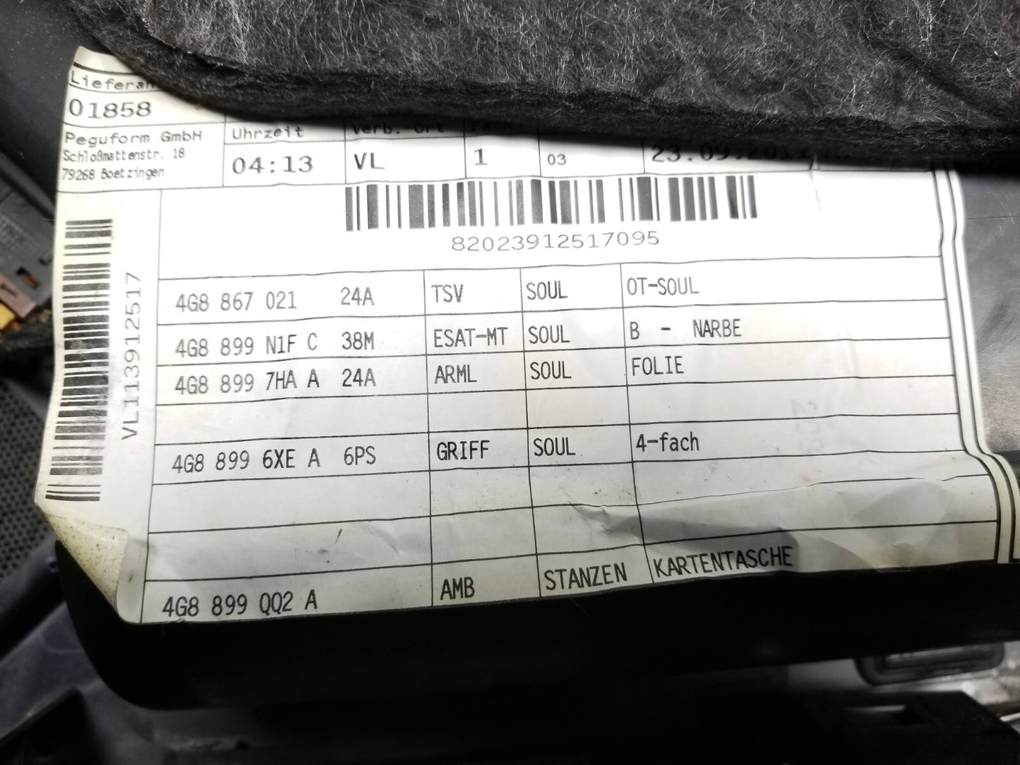 2012 Audi A7 Front Door Panel Trim Left Driver Side OEM