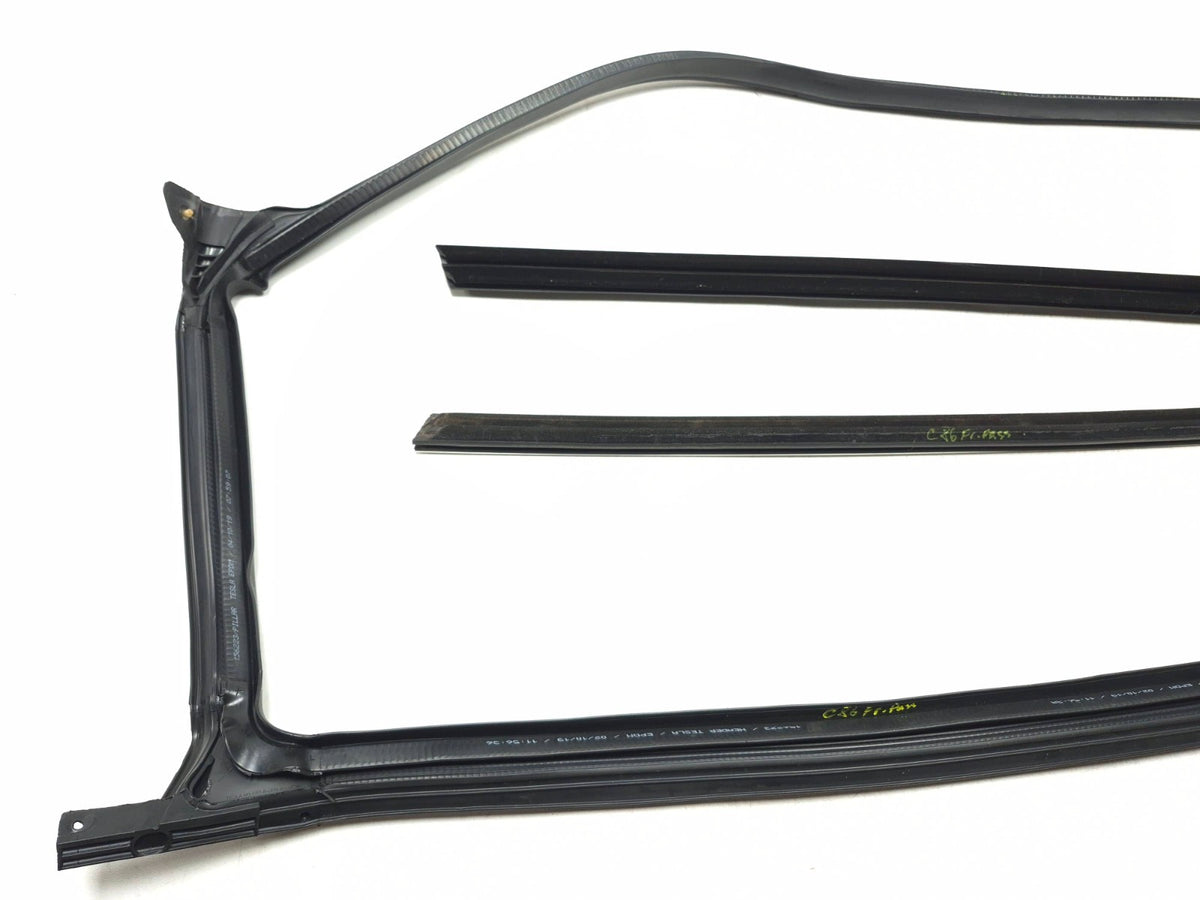2020 Tesla Model 3 Front Door Seal & Belt Molding Passenger Side 3 Pcs OEM
