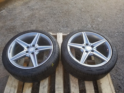 2015-2020 Mercedes C300 W205 Amg Wheel Rim R18 W/ Tire 245/40zr18 8/32" Pair OEM