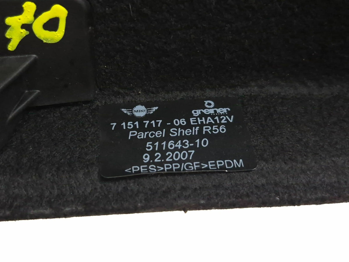 2007-2013 Mini Cooper R56 Hatchback Rear Parcel Shelf Trunk Cargo Cover OEM