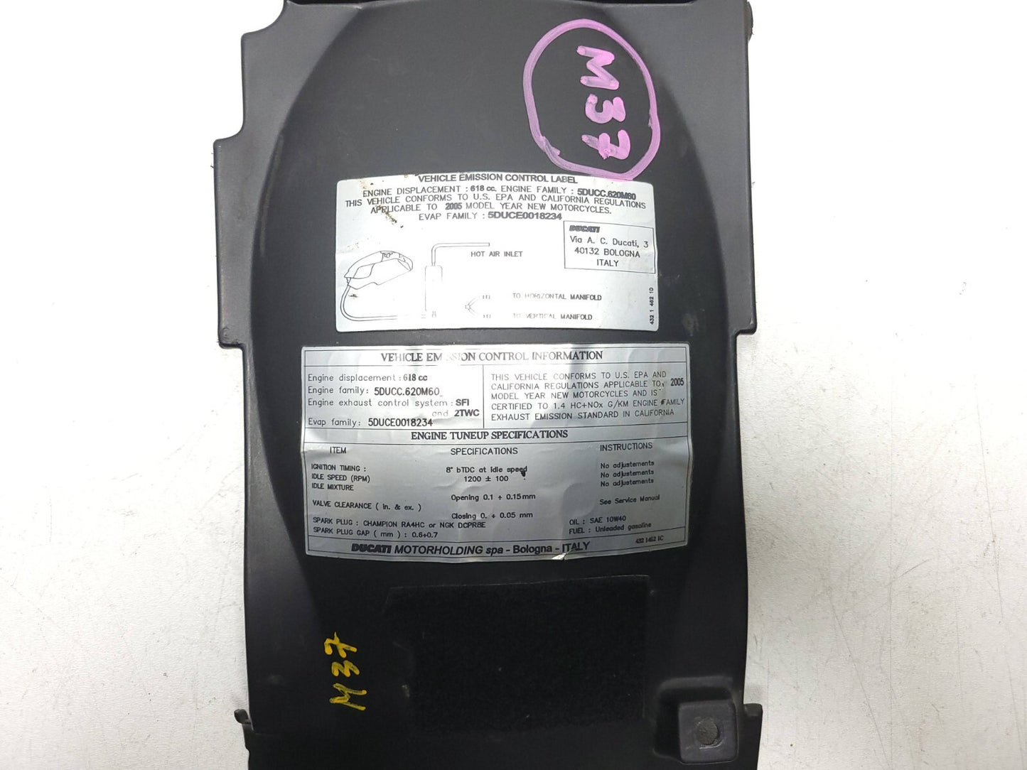 02-06 Ducati Monster M600 620 Rear Inner Tail Mud Guard Cover 56510172a OEM