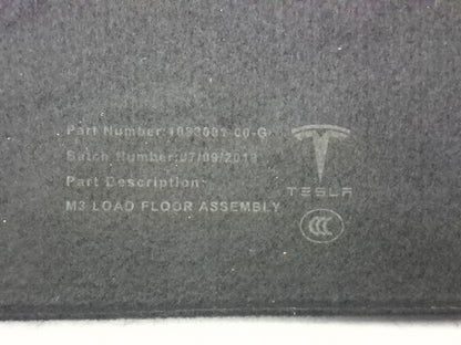 2019 Tesla Model 3 Rear Trunk Floor Carpet Panel  OEM