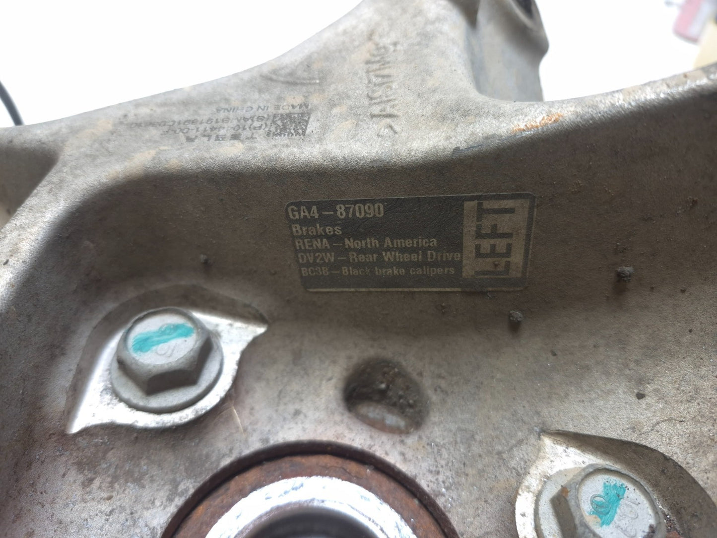 2019 Tesla Model 3 Rear Spindle Knuckle W/ Hub Left Driver Side OEM