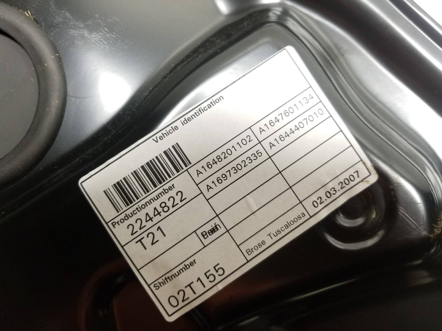 2007 Mercedes Ml500 Window Regulator Motor Rear Driver Side Left OEM
