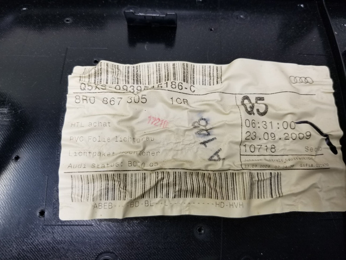 2010 Audi Q5 Rear Driver Door Panel OEM