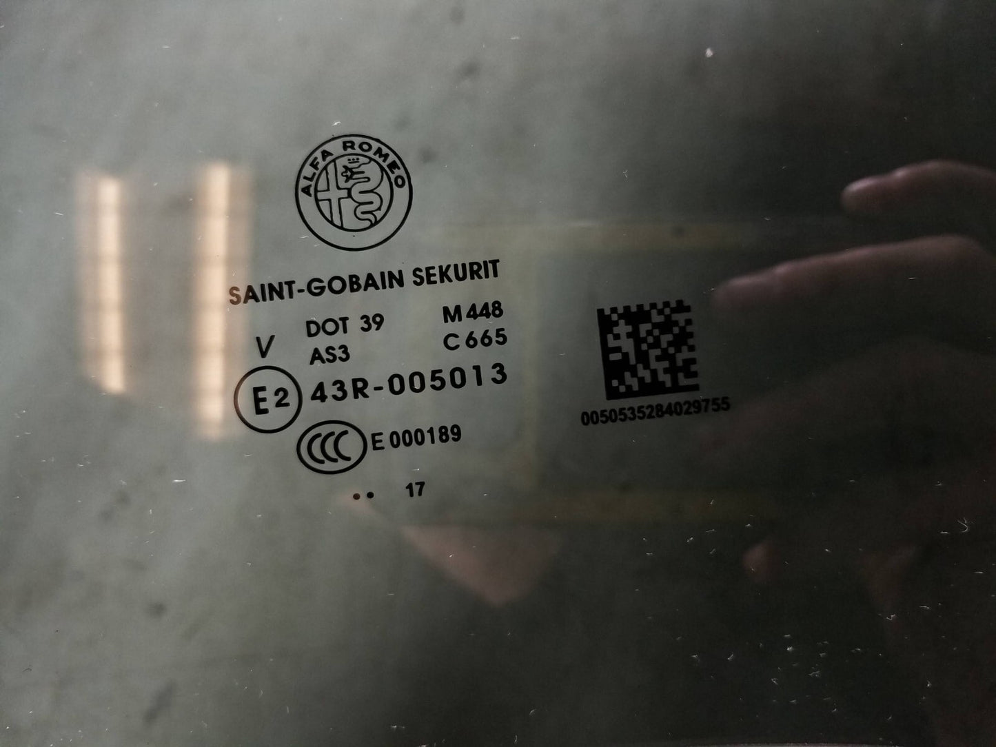 2017-2023 Alfa Romeo Stelvio Door Window Glass Rear Driver Side Left OEM