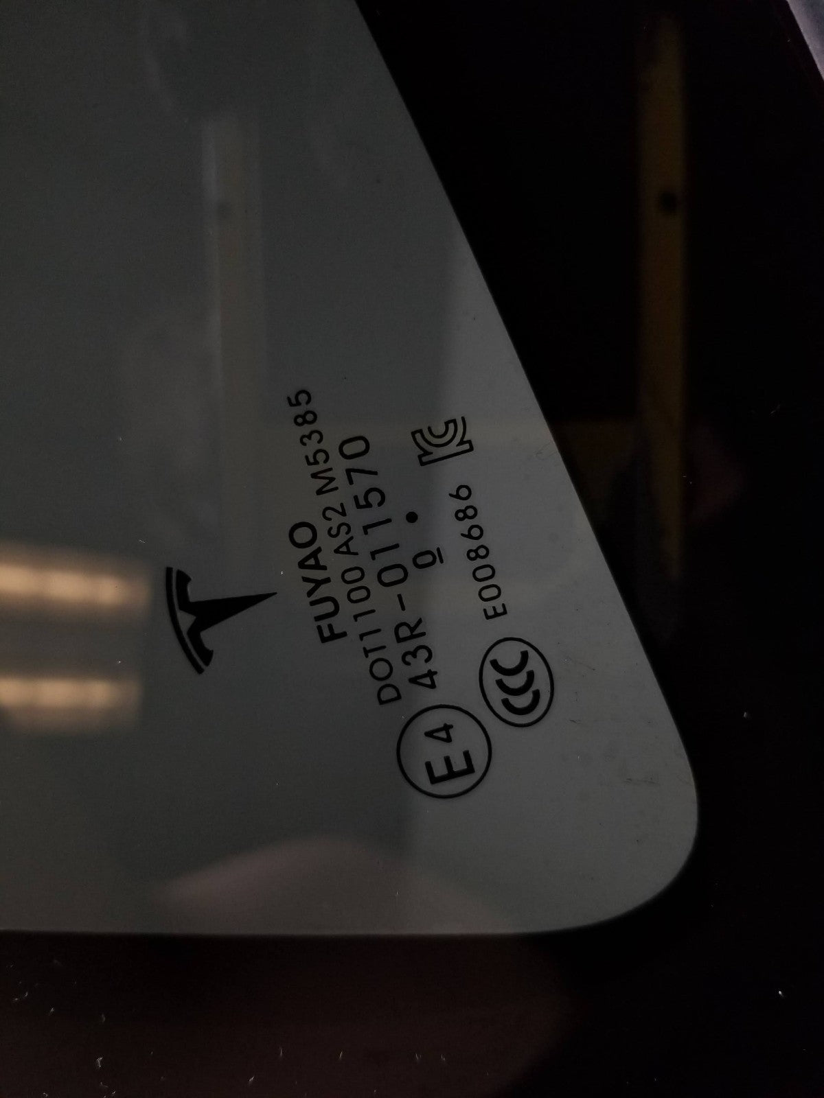 2021 Tesla Model 3 Rear Quarter Vent Glass Driver Side Left OEM
